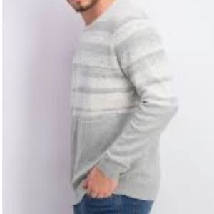 Alfani Sweater Mens Large Knit Cotton Gray  Round Neck Stretch Long Sleeve Light